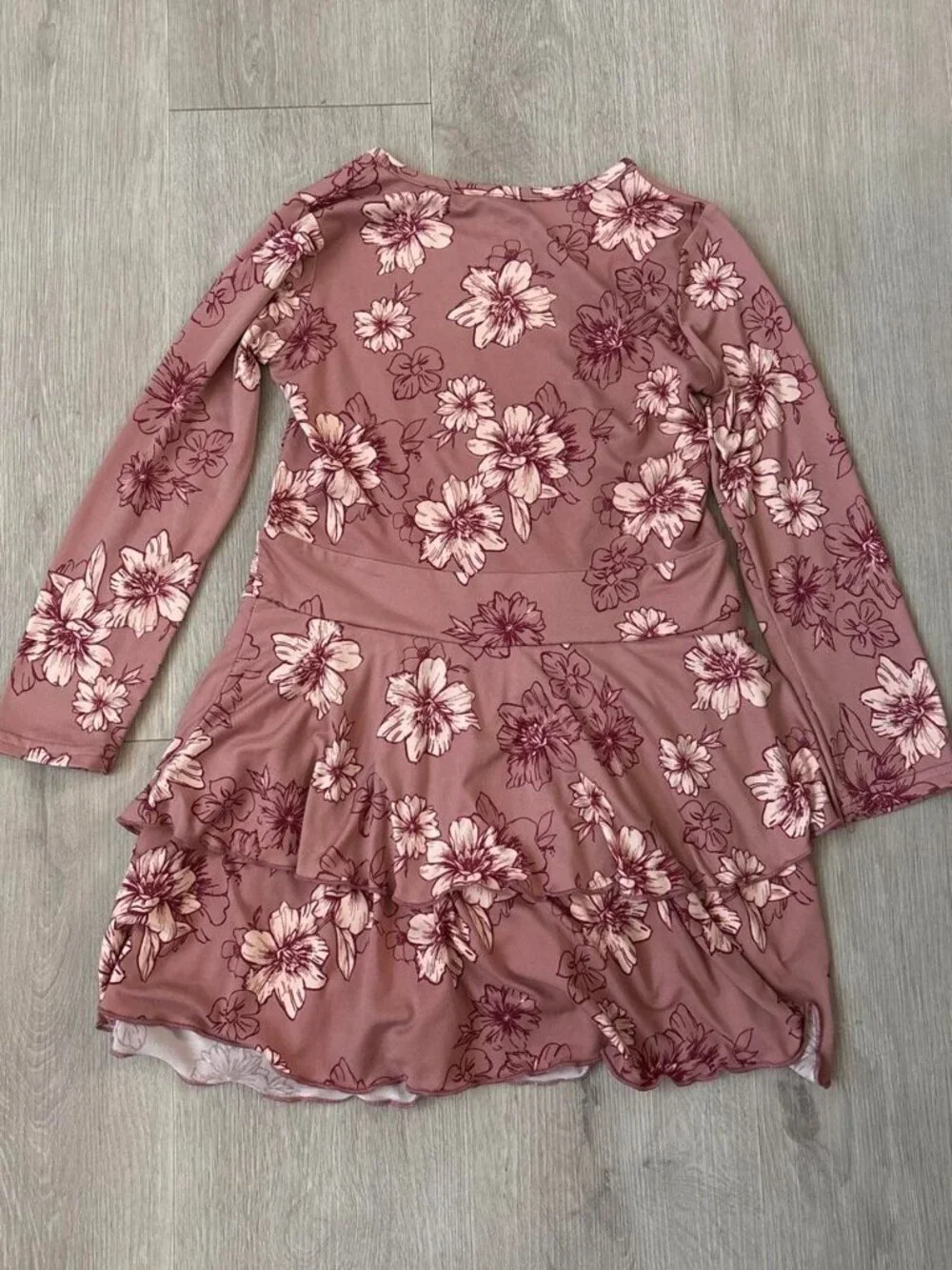Just Lizzy Girls’ Size 6 Mauve Pink Floral Tiered Ruffle Dress